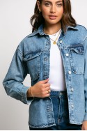 Jean jacket με τσέπες μπλε ντένιμ Jean jacket με τσέπες μπλε ντένιμ