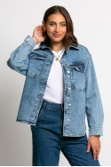 Jean jacket με τσέπες μπλε ντένιμ Jean jacket με τσέπες μπλε ντένιμ