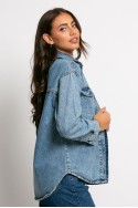 Jean jacket με τσέπες μπλε ντένιμ Jean jacket με τσέπες μπλε ντένιμ