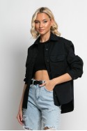 Jean jacket λεπτό ασύμμετρο με τσέπες μαύρο Jean jacket λεπτό ασύμμετρο με τσέπες μαύρο