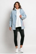 Jean jacket oversized με φθορές και στάμπα (Big Bubble) μπλε Jean jacket oversized με φθορές και στάμπα (Big Bubble) μπλε