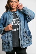 Jean jacket oversized με τρουκς μπλε Jean jacket oversized με τρουκς μπλε