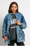 Jean jacket oversized με τρουκς μπλε Jean jacket oversized με τρουκς μπλε