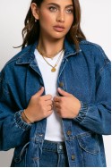 Jean jacket με χαμηλά τις τσέπες μπλε σκούρο Jean jacket με χαμηλά τις τσέπες μπλε σκούρο