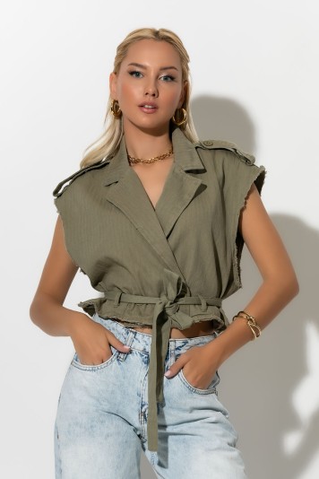 Wild safari vest με ζώνη ταμπά