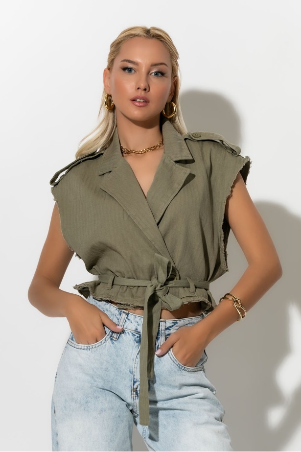 Wild safari vest με ζώνη χακί Wild safari vest με ζώνη χακί