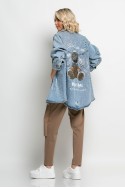 Jean jacket oversized με φθορές και στάμπα (nasa bear) μπλε Jean jacket oversized με φθορές και στάμπα (nasa bear) μπλε