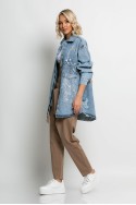 Jean jacket oversized με φθορές και στάμπα (nasa bear) μπλε Jean jacket oversized με φθορές και στάμπα (nasa bear) μπλε