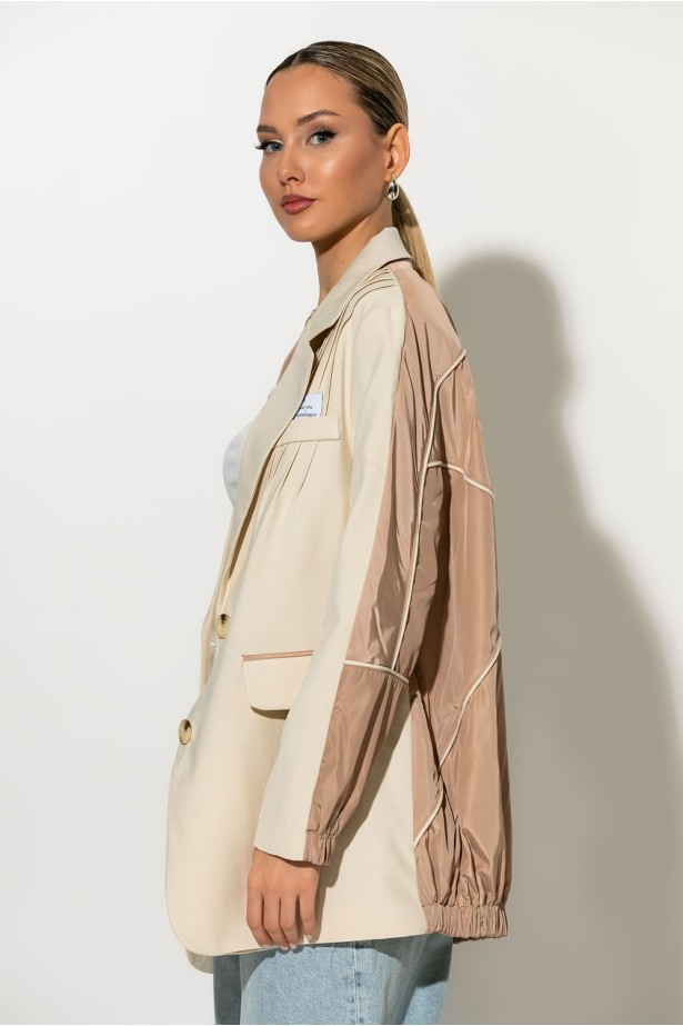 Blazer με contrast back μπεζ Blazer με contrast back μπεζ