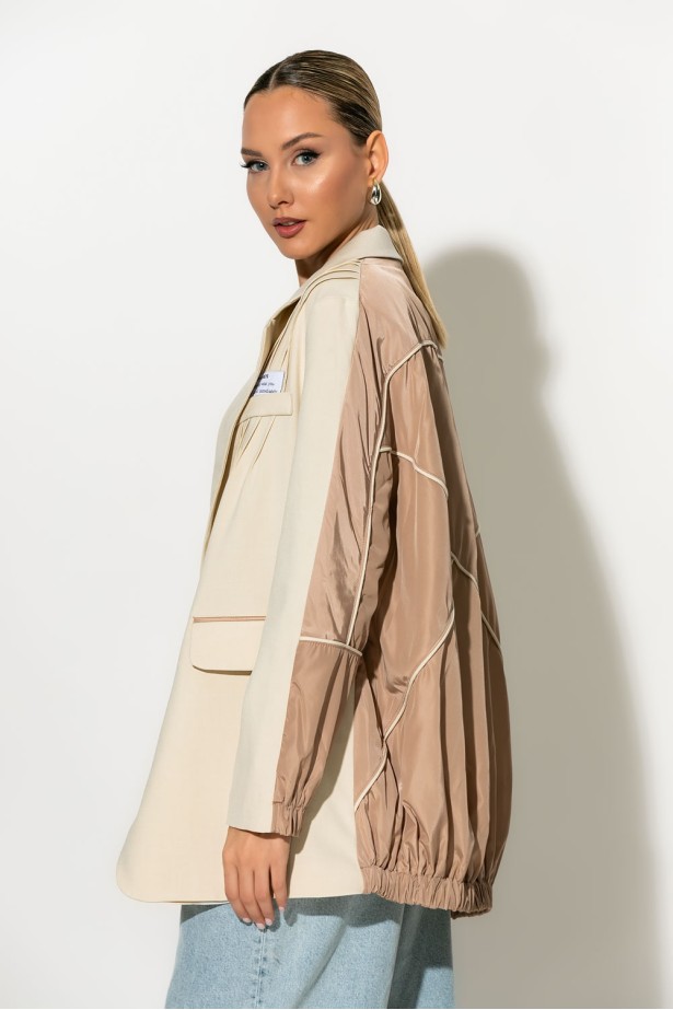 Blazer με contrast back μπεζ Blazer με contrast back μπεζ