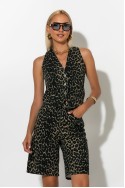 Jean leopard γιλέκο καφέ Jean leopard γιλέκο καφέ