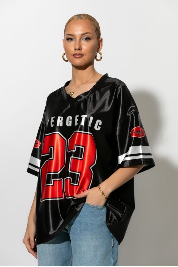 Oversized athletic t-shirt με στάμπα 23 energetic ροζ