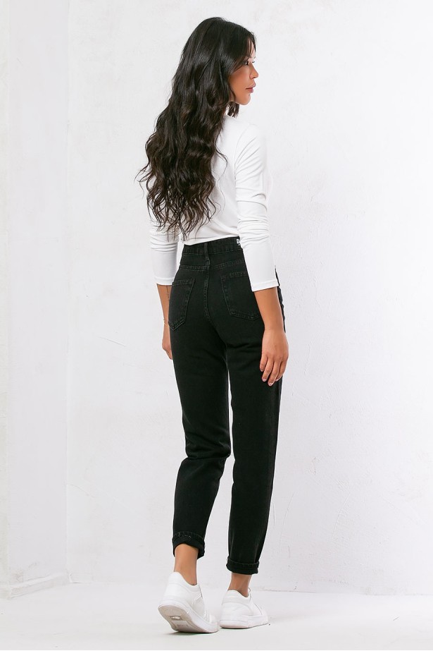 Jean mom fit μαύρο Jean mom fit μαύρο