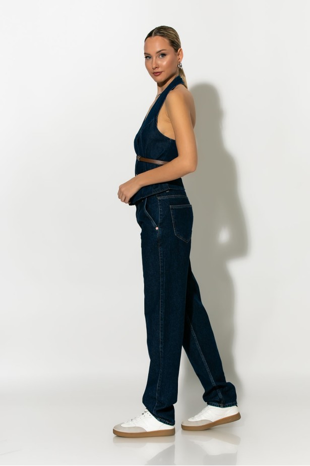 Jean straight fit low rise μπλε ντένιμ Jean straight fit low rise μπλε ντένιμ