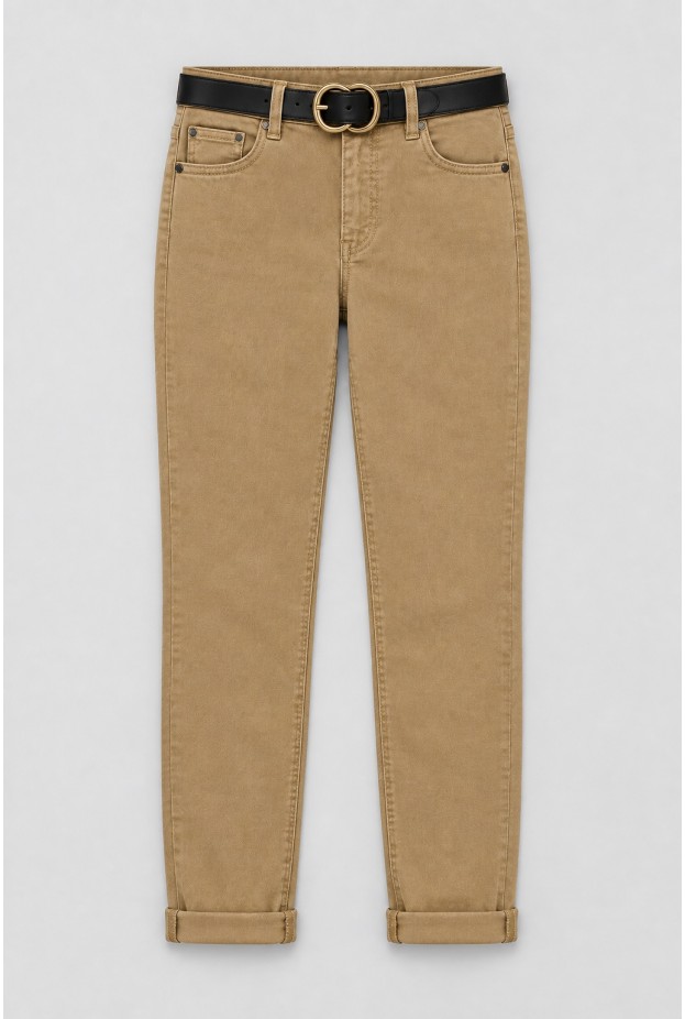 Jean loose fit μαλακό ύφασμα μπεζ