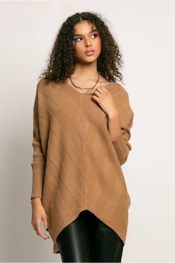 Oversized ασύμμετρο πλεκτό V ταμπά Oversized ασύμμετρο πλεκτό V ταμπά