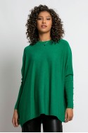 Oversized ασύμμετρο πλεκτό με καρδούλες στα μανίκια πράσινο Oversized ασύμμετρο πλεκτό με καρδούλες στα μανίκια πράσινο