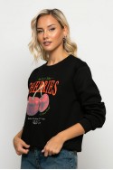 Μπλούζα φούτερ με στάμπα cherry μαύρο Μπλούζα φούτερ με στάμπα cherry μαύρο