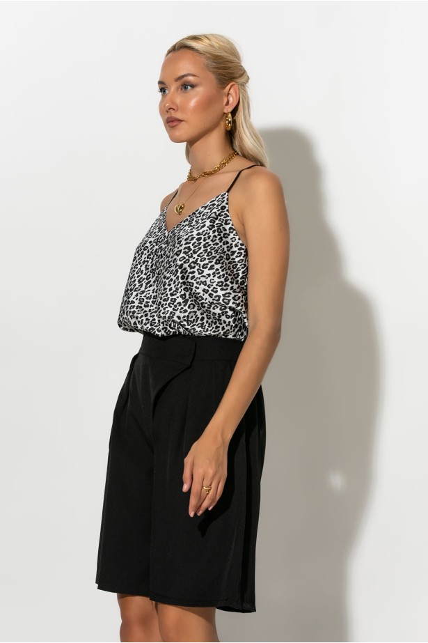 Leopard print μπλούζα τιραντέ γκρι Leopard print μπλούζα τιραντέ γκρι