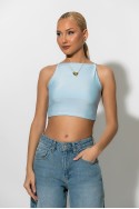 Crop top τιραντέ με τετράγωνη λαιμόκοψη σιέλ