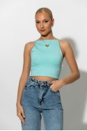 Crop top τιραντέ με τετράγωνη λαιμόκοψη τιρκουάζ
