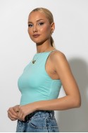 Crop top τιραντέ με τετράγωνη λαιμόκοψη τιρκουάζ