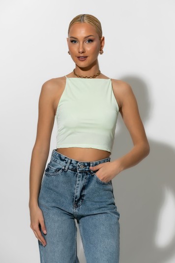 Crop top τιραντέ με τετράγωνη λαιμόκοψη lime
