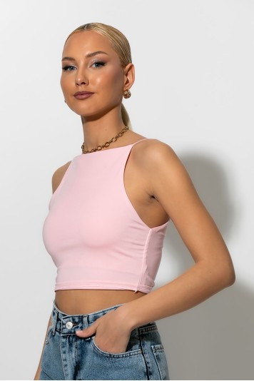 Crop top τιραντέ με τετράγωνη λαιμόκοψη lime