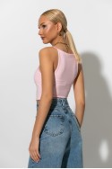 Crop top τιραντέ με τετράγωνη λαιμόκοψη ροζ