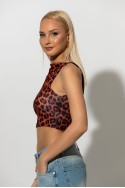 Crop top τιραντέ με τετράγωνη λαιμόκοψη leopard print πορτοκαλί Crop top τιραντέ με τετράγωνη λαιμόκοψη leopard print πορτοκαλί