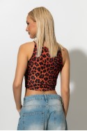 Crop top τιραντέ με τετράγωνη λαιμόκοψη leopard print πορτοκαλί Crop top τιραντέ με τετράγωνη λαιμόκοψη leopard print πορτοκαλί