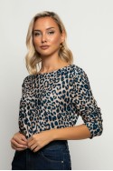 Μπλούζα με boat neck leopard print μπλε Μπλούζα με boat neck leopard print μπλε