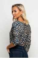Μπλούζα με boat neck leopard print μπλε Μπλούζα με boat neck leopard print μπλε