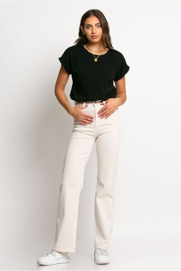 Jean wide leg μπεζ Jean wide leg μπεζ