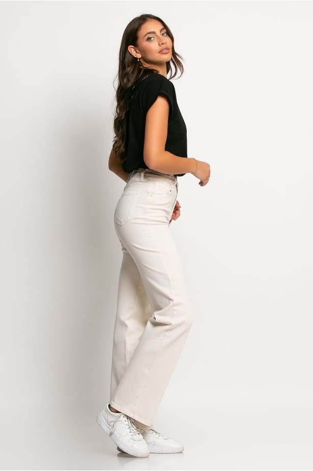 Jean wide leg μπεζ Jean wide leg μπεζ