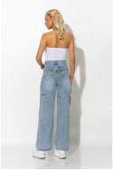 Jean wide leg με φθορές μπλε Jean wide leg με φθορές μπλε