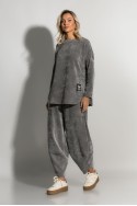 Σετ baggy παντελόνι και oversized μπλούζα κοτλέ γκρι Σετ baggy παντελόνι και oversized μπλούζα κοτλέ γκρι