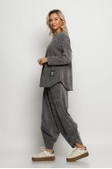 Σετ baggy παντελόνι και oversized μπλούζα κοτλέ γκρι Σετ baggy παντελόνι και oversized μπλούζα κοτλέ γκρι