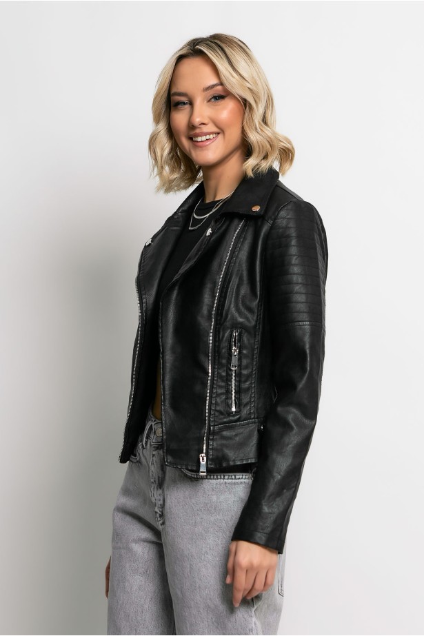 Jacket δερματίνη μαύρο Jacket δερματίνη μαύρο