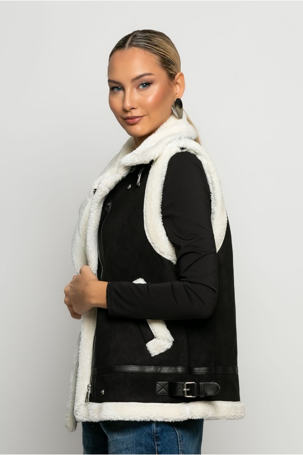Sheepskin jacket αμάνικο μαύρο Sheepskin jacket αμάνικο μαύρο