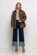 Oversized jacket δερματίνη με κουμπιά καφέ Oversized jacket δερματίνη με κουμπιά καφέ