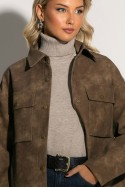 Oversized jacket δερματίνη με κουμπιά καφέ Oversized jacket δερματίνη με κουμπιά καφέ