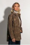 Oversized jacket δερματίνη με κουμπιά καφέ Oversized jacket δερματίνη με κουμπιά καφέ