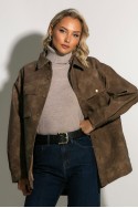 Oversized jacket δερματίνη με κουμπιά καφέ Oversized jacket δερματίνη με κουμπιά καφέ