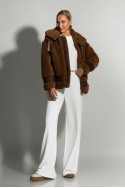 Jacket aviator από συνθετική γούνα προβάτου καφέ Jacket aviator από συνθετική γούνα προβάτου καφέ