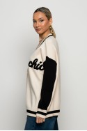 Oversized ζακέτα με pach chic μπεζ Oversized ζακέτα με pach chic μπεζ