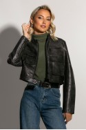 Jacket δερματίνη με τσέπες μπροστά μαύρο Jacket δερματίνη με τσέπες μπροστά μαύρο