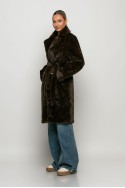 Παλτό leopard print με συνθετική γούνα καφέ Παλτό leopard print με συνθετική γούνα καφέ