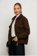 Bomber jacket με λάστιχο στην μέση καφέ Bomber jacket με λάστιχο στην μέση καφέ