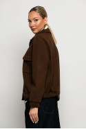 Bomber jacket με λάστιχο στην μέση καφέ Bomber jacket με λάστιχο στην μέση καφέ